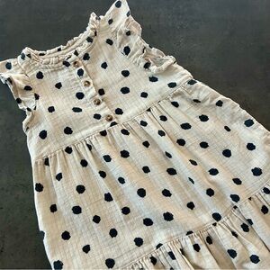 Cat & Jack Cream and Black Polka Dot Dress